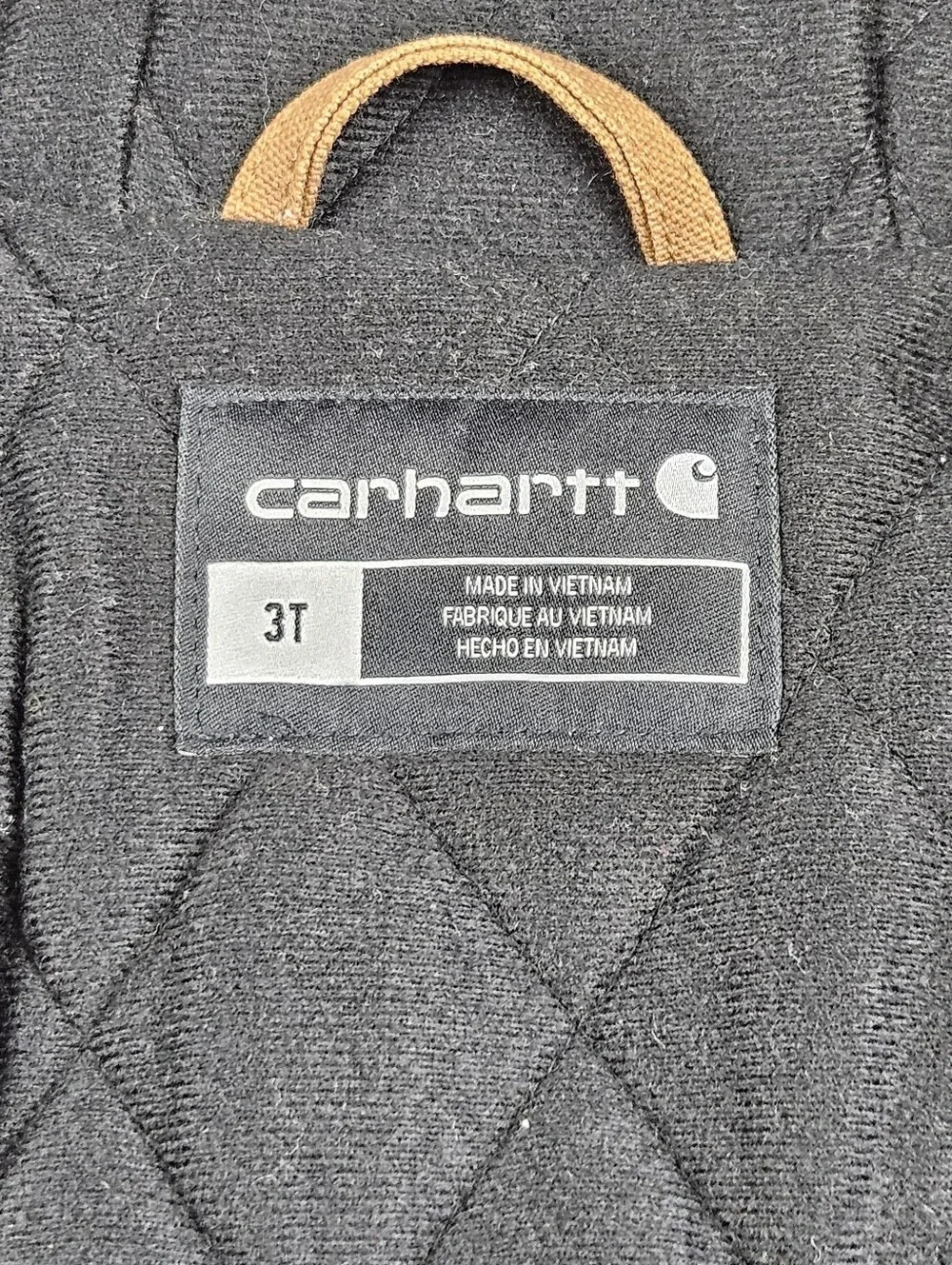 Carhartt Toddler Boys Brown Hooded Quilt Lined Duck Jacket Coat Size 3T